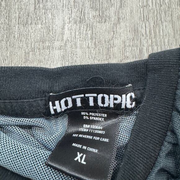 Vintage Hot Topic Flame Fire Mesh Shirt XL Goth Raver Punk Rave See Through y2k - Picture 5 of 9